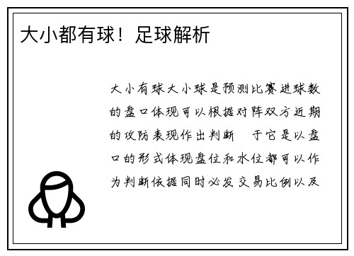 大小都有球！足球解析
