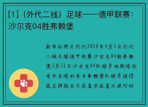 [1]（外代二线）足球——德甲联赛：沙尔克04胜弗赖堡